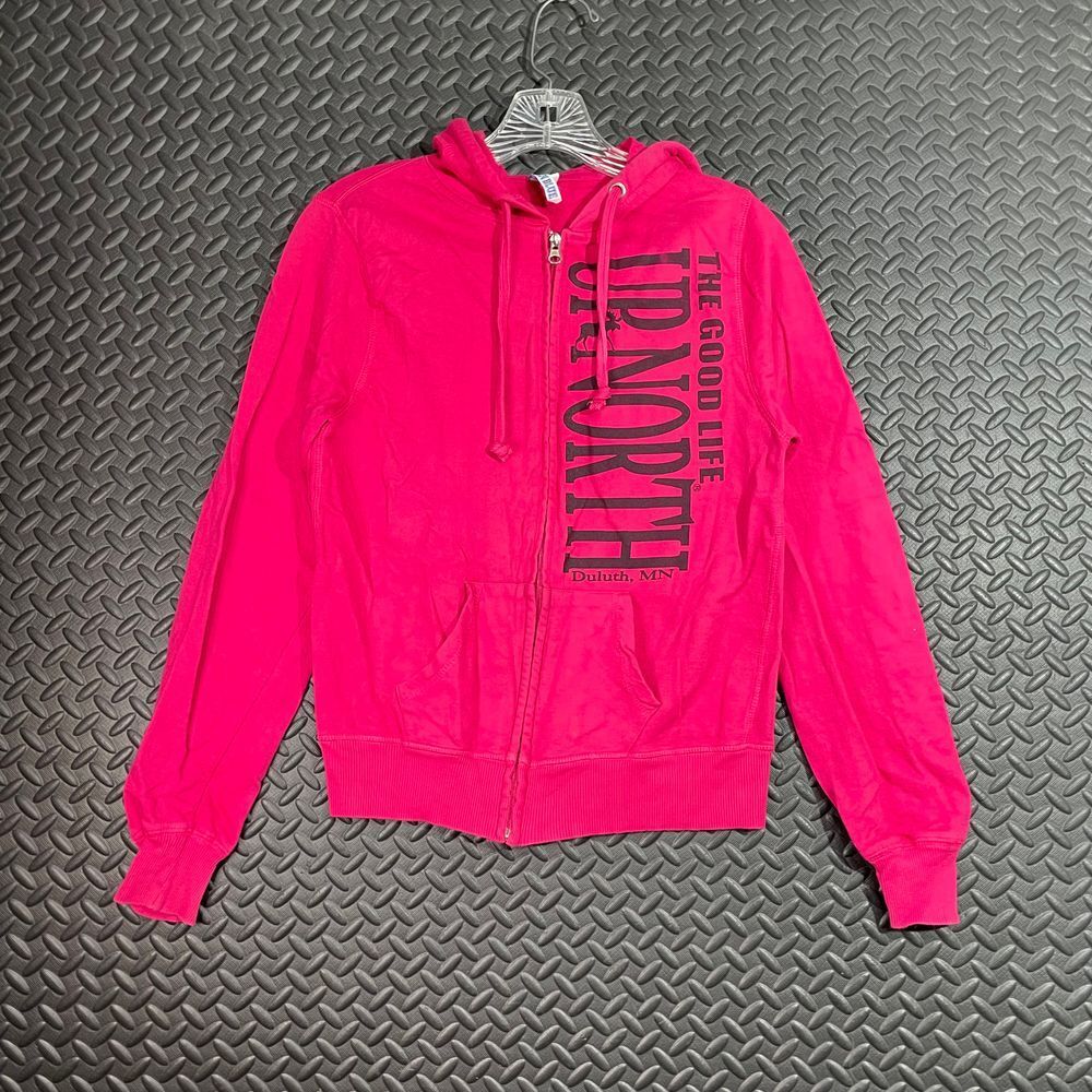Ocean Blue Hot Pink The Good Life Up North Full Zip Up Sweater Women's Size M‎